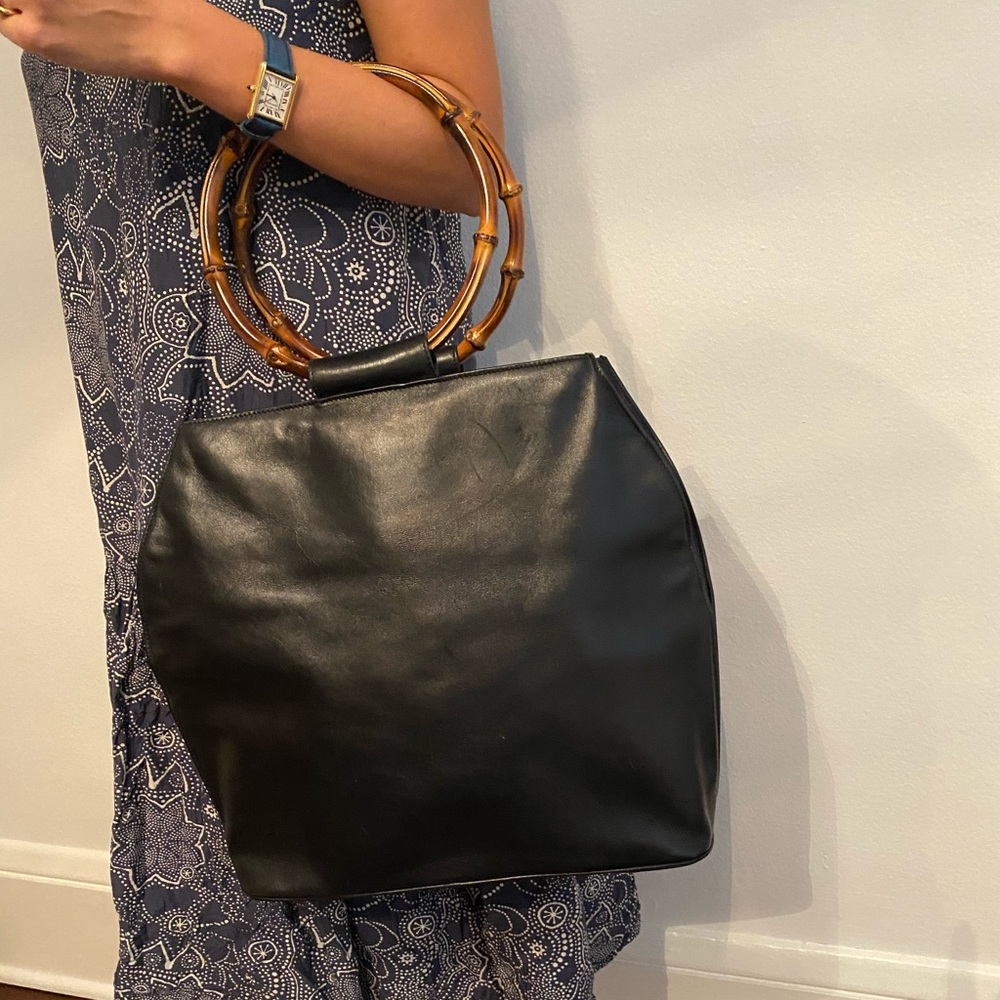 Gucci leather large tote w/ bamboo handle-100%auth